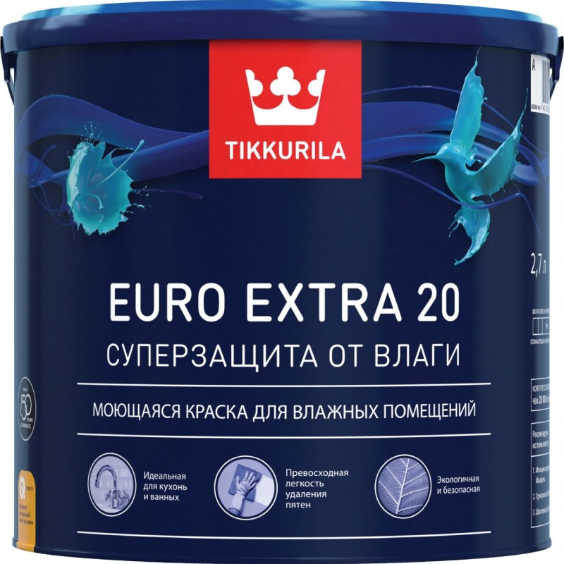 Купить tikkurila euro extra 20 полуматовая краска для влажных помещений (тиккурила евро экстра 20) от официального дилера TIKKURILA (ТИККУРИЛА)