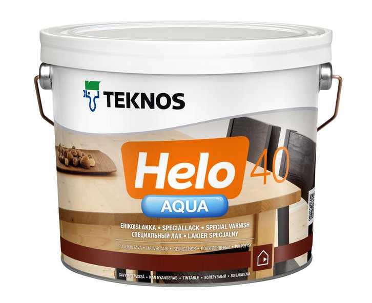 Водоразбавляемый лак для паркета Teknos (Текнос) Helo Aqua 40 (Хело Аква 40) полуглянцевый
