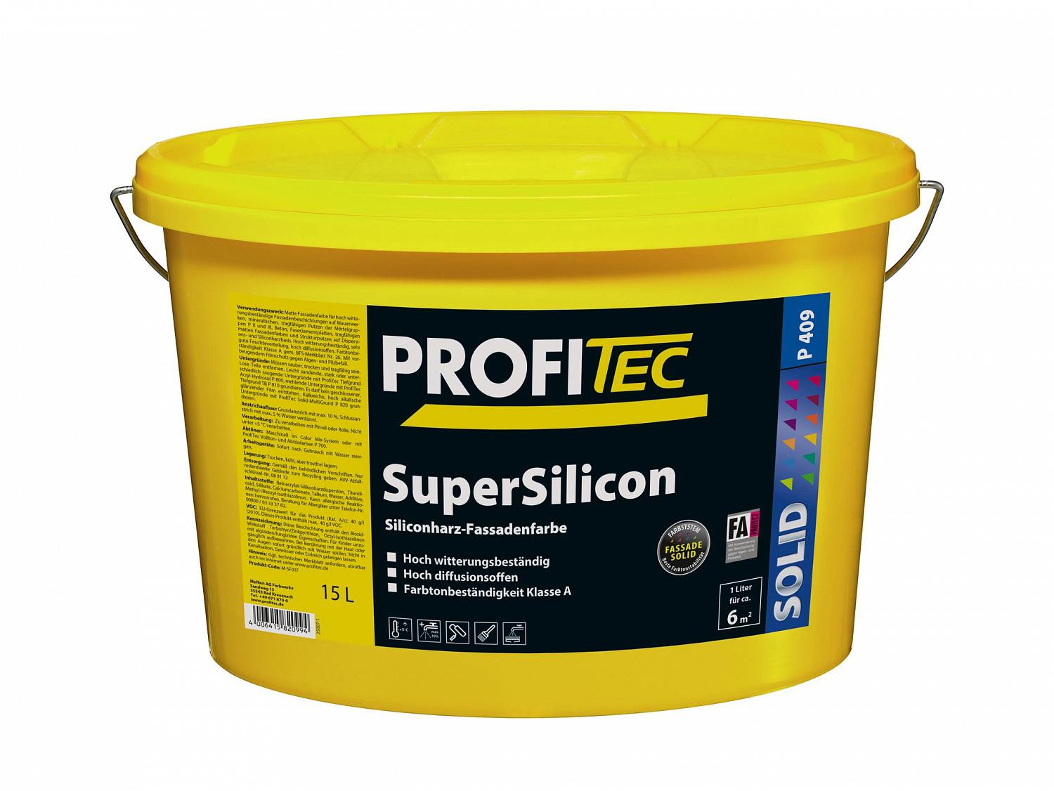 Profi Tec P 409 SuperSilicon Фасадная краска на основе силиконовых смол с высочайшей стабильностью к выгоранию цвета 5л