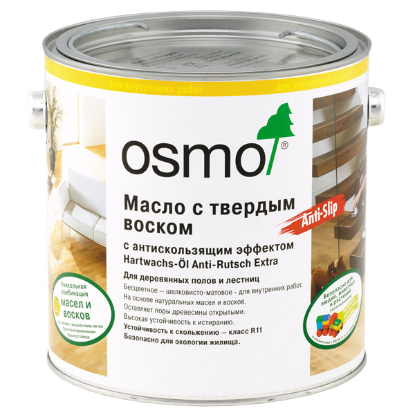 Масло для пола с антискользящим эффектом Осмо (Osmo) 3089 Экстра (шелковисто-матовая)