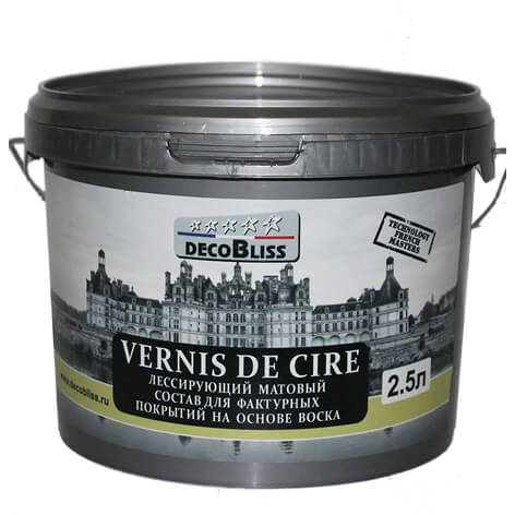 Купить decobliss vernis de cire- декоблисс  вернис де сире (лессирующий матовый состав для фактурных покрытий на основе воска) от официального дилера DECOBLISS (ДЕКОБЛИСС)