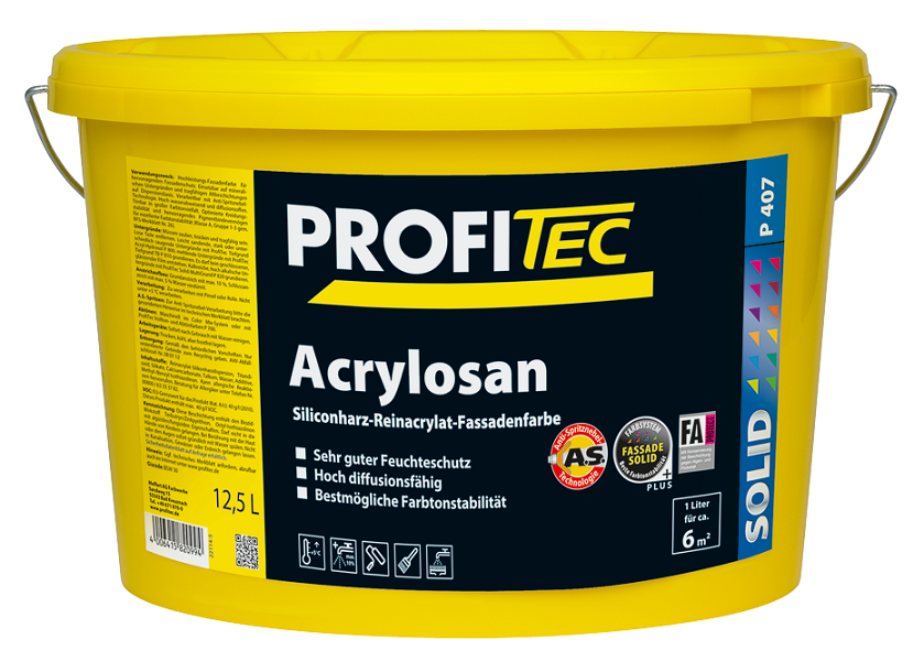 Купить profi tec p 407 acrylosan силиконовая чисто акрилатная фасадная краска от официального дилера PROFI TEC