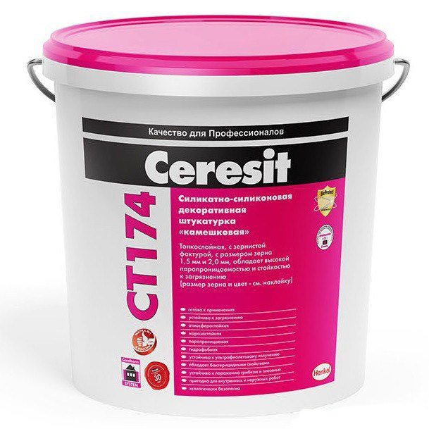 Купить ceresit (церезит) ст174 декоративная "камешковая" штукатурка от официального дилера CERESIT (ЦЕРЕЗИТ)