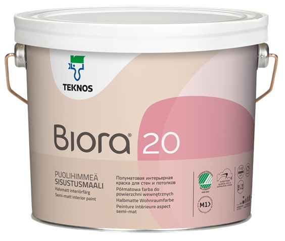 Купить teknos biora 20 (текнос биора 20) полуматовая краска для стен от официального дилера TEKNOS (ТЕКНОС)
